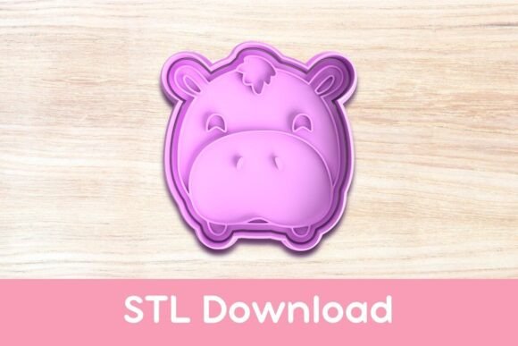 Charming Hippo Face Cookie Cutter and Stamp STL