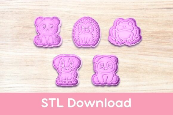 Cute Animals Pack 5 Cookie Cutters and Stamp STLs