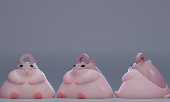 Cute Fat Hamster Keychain 3D Print Model