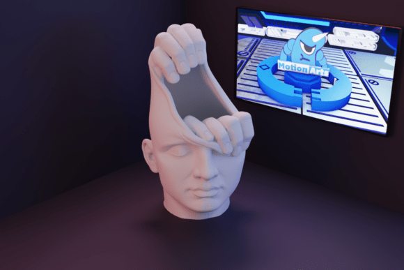 Discover the Intriguing Open Head with Hand: A Surreal and Modern Sculpture