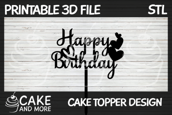 Happy Birthday Cake Topper with Hearts – Add a Touch of Elegance to Your Celebrations