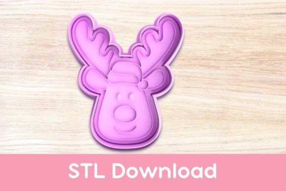 Reindeer Cookie Cutter and Stamp STL